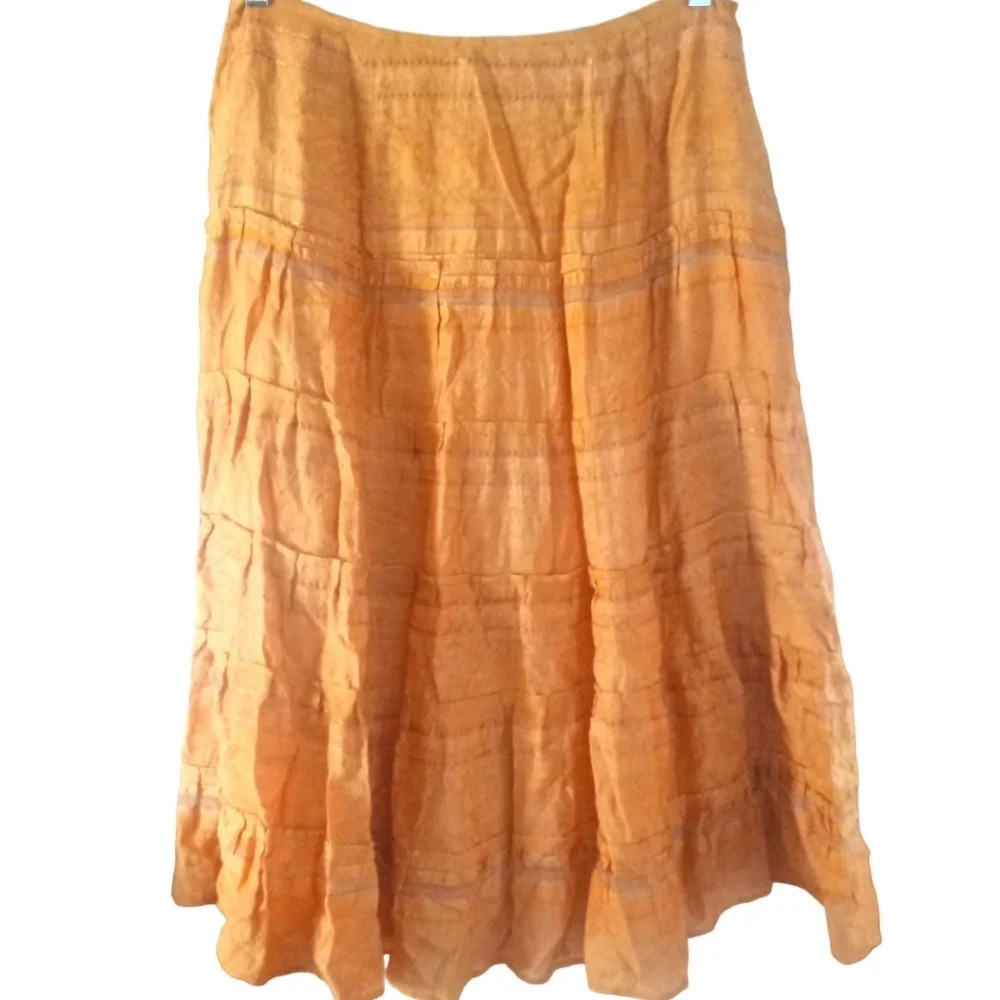 Don Caster Collection Marigold & Silver Tiered Maxi Skirt Size 12
